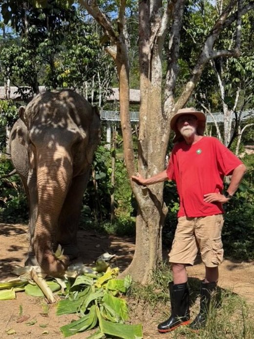 With an elephant in South-East Asia